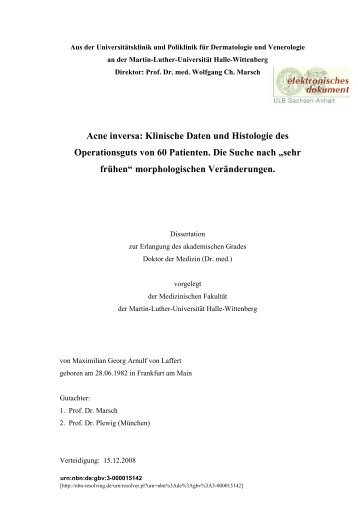 Acne inversa: Klinische Daten und Histologie des Operationsguts ...
