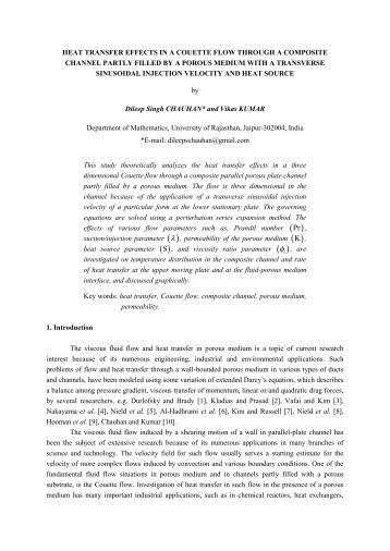 HEAT TRANSFER EFFECTS IN A COUETTE FLOW ... - doiSerbia