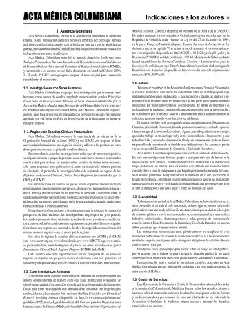 Indicaciones a los autores (1) - Acta Médica Colombiana