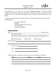 Consignment Program Application Form - Doing Business with LCBO