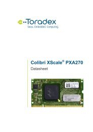 Colibri PXA270 Datasheet - Toradex