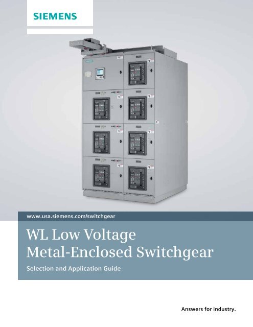 Type Wl Low Voltage Metal Enclosed Switchgear Siemens