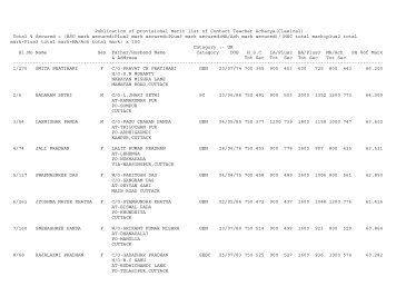 Publication of provisional merit list of Contact Teacher ... - Cuttack