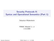 Security Protocols II: Syntax and Operational Semantics (Part 1)