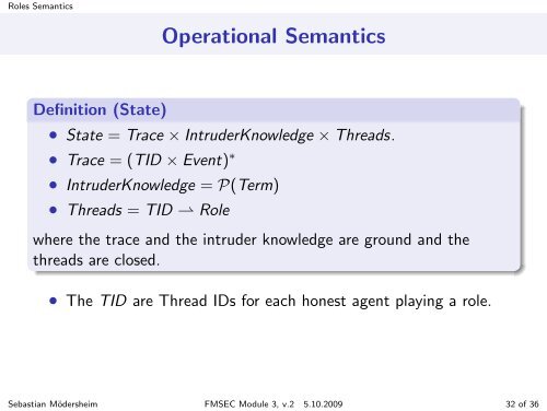 Security Protocols II: Syntax and Operational Semantics (Part 1)