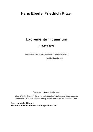 Excrementum caninum, Eberle, Ritzer, english