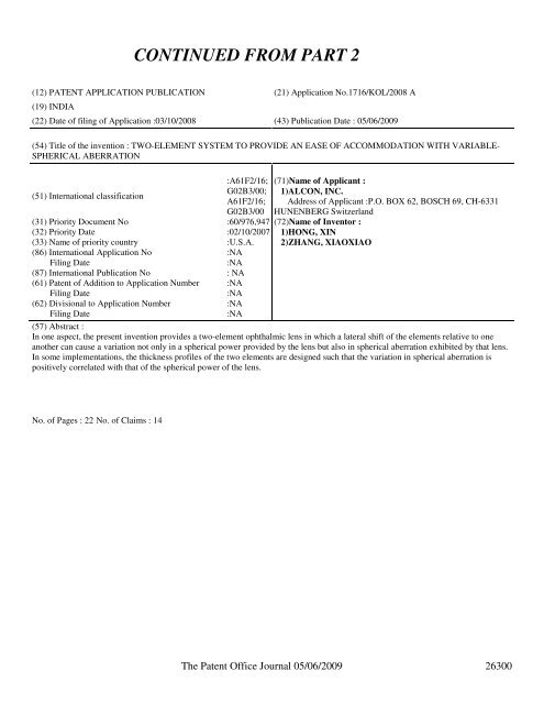 Continued From Part 2 Controller General Of Patents Designs And Continued From Part 2 Controller General Of Patents Designs And