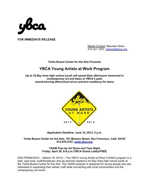 YBCA Young Artists at Work Program - Yerba Buena Center for the ...