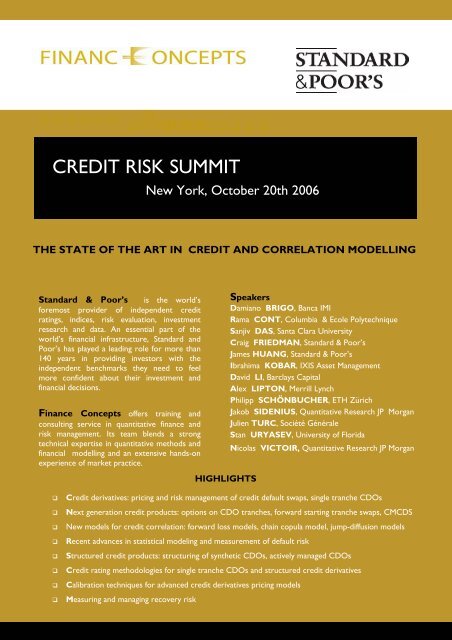CREDIT RISK SUMMIT - Finance Concepts