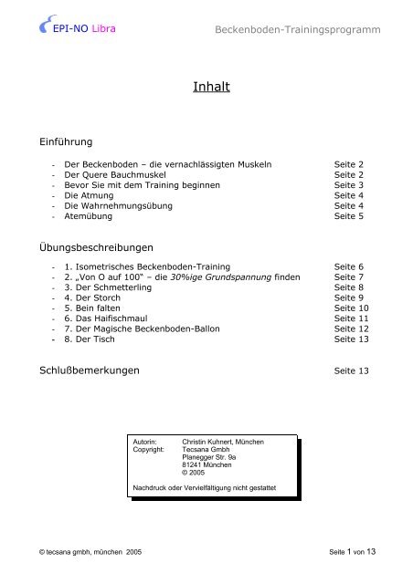 Beckenboden -Trainingspogramm mit EPI-NO Libra