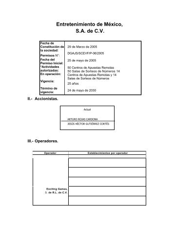 Entretenimiento de México, S.A. de C.V. - Dirección General de ...