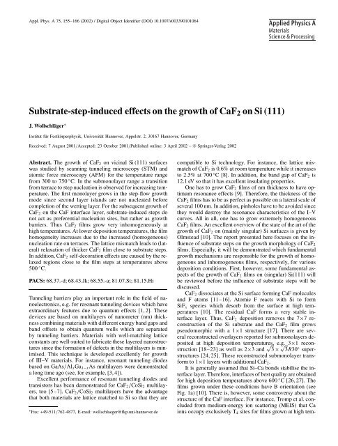 Substrate-step-induced effects on the growth of CaF2 on Si (111)