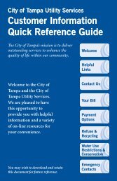 Utility Customer Information Quick Reference Guide - City of Tampa