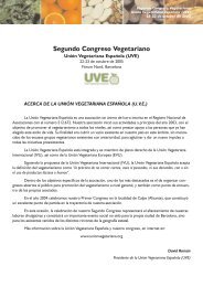 Segundo Congreso Vegetariano - UniÃ³n Vegetariana EspaÃ±ola