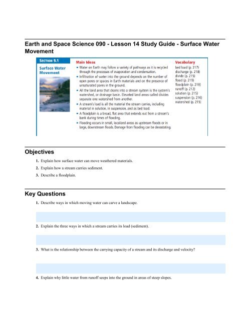 Earth and Space Science 090 - Lesson 14 Study Guide - Surface 