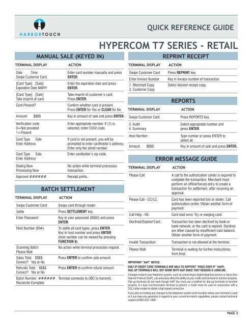 Hypercom T7 Retail - Harbortouch