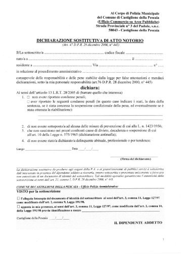 Mod. Dichiarazione Sostitutiva di Atto Notorio - Comune di ...