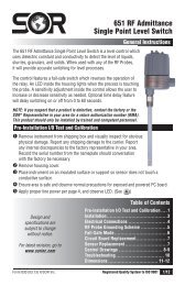651 RF Admittance Single Point Level Switch (Form GI830) - SOR Inc.