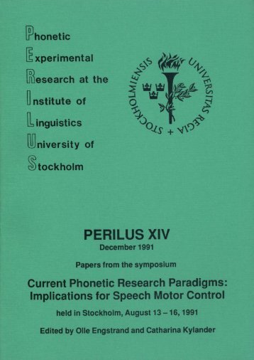 perilus xiv - Institutionen för lingvistik - Stockholms universitet