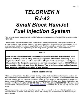 TELORVEK II RJ-42 Small Block RamJet Fuel Injection System