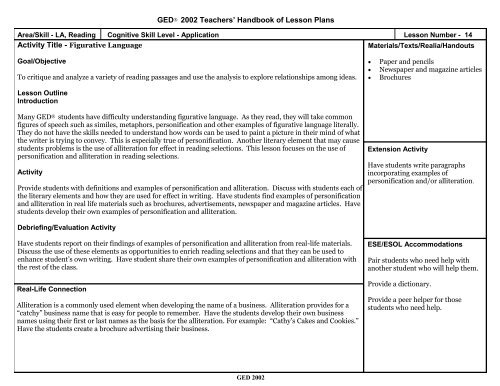 Lesson 14 Figurative Language Florida Technet