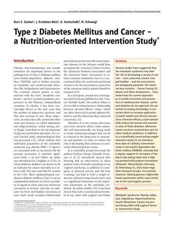 Type 2 Diabetes Mellitus and Cancer – a Nutrition-oriented - Almased