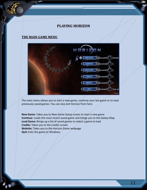 HORIZON Manual - Steam