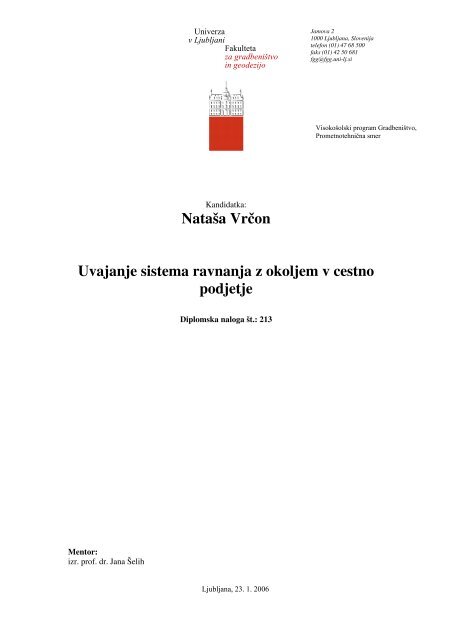 NataÅ¡a VrÄon Uvajanje sistema ravnanja z okoljem v cestno podjetje