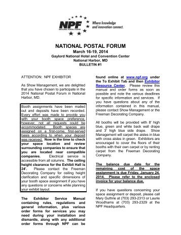 Bulletin 1 - The National Postal Forum