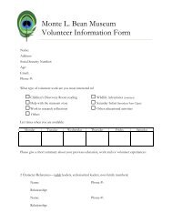 Monte L. Bean Museum Volunteer Information Form