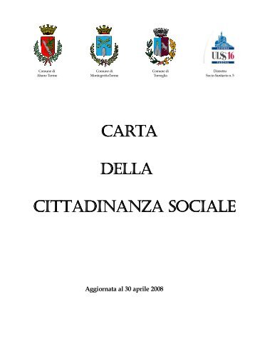 Carta della Cittadinanza Sociale Distretto Socio-Sanitario n. 5 ULSS ...