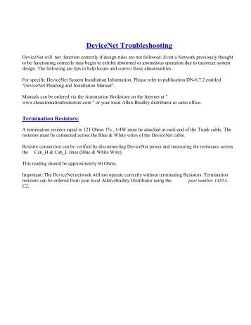 DeviceNet Troubleshooting - ODVA