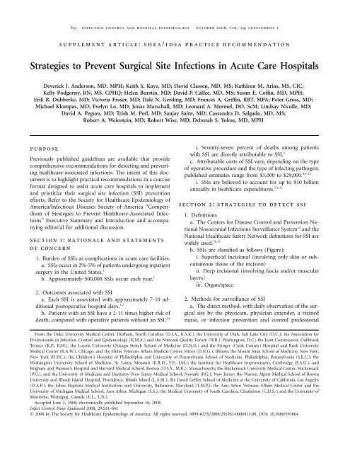 Strategies to Prevent Surgical Site Infections in Acute Care Hospitals