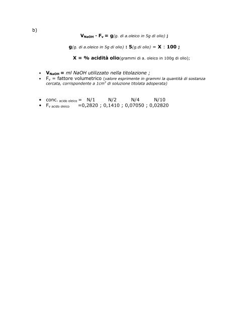 determinazione acidita olio - Dipartimento di Chimica