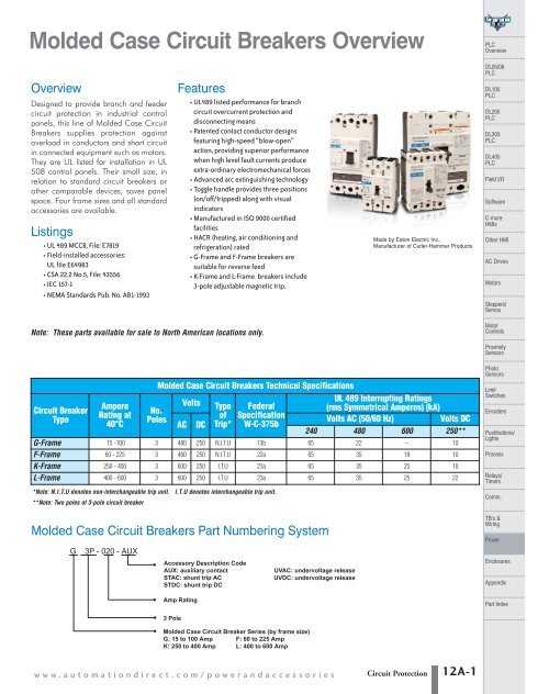 Molded Case Circuit Breakers