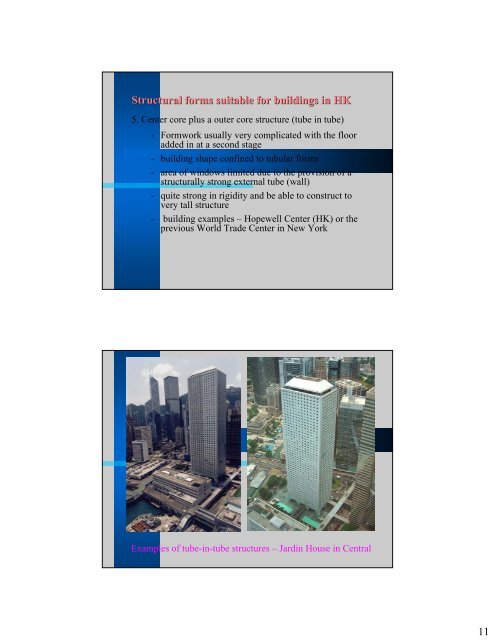 Topic : Common Structural Forms for High-rise Buildings in Hong Kong