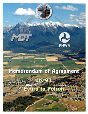 Memorandum of Agreement - Montana Department of Transportation