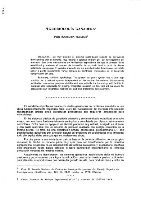 126c. AgrobiologÃ­a ganadera - CSIC - Consejo Superior de ...