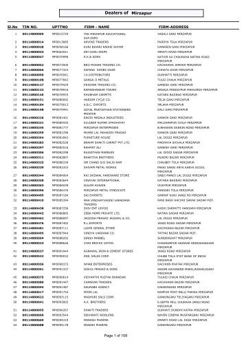 Mirzapur Dealers of - Commercial Tax