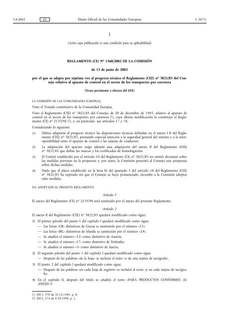 Reglamento CE 1360/2002 - EUR-Lex - Europa