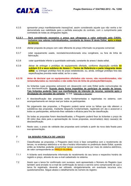 EDITAL RP-PGE 034-2012- Catracas - Caixa EconÃ´mica Federal