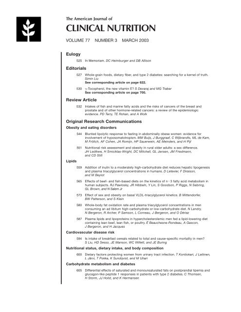 TOC (PDF) - American Journal of Clinical Nutrition