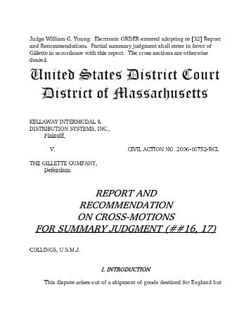 report and recommendation on cross-motions for summary judgment