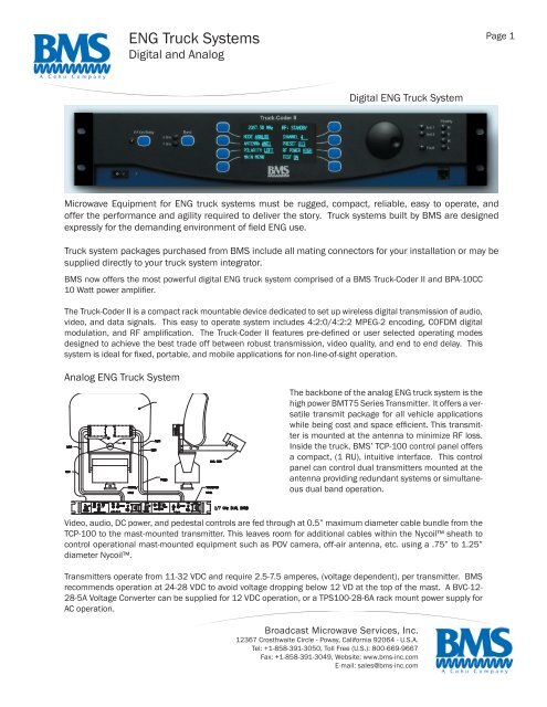 ENG Truck Systems - Broadcast Microwave Services