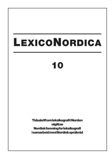 LEXICONORDICA 10 - Nordisk Sprogkoordination