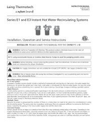 Series E1 and E3 Instant Hot Water Recirculating Systems