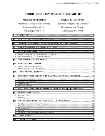 Third order optical nonlinearities - TheEEStory