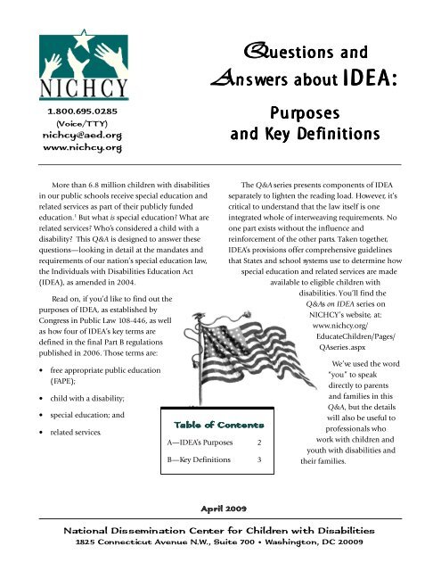 Questions and Answers about IDEA - Exceptional Children's ...