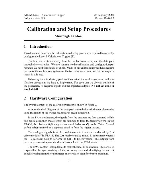 Calibration and Setup Procedures