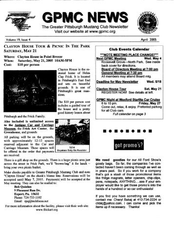 April 2005 - Greater Pittsburgh Mustang Club